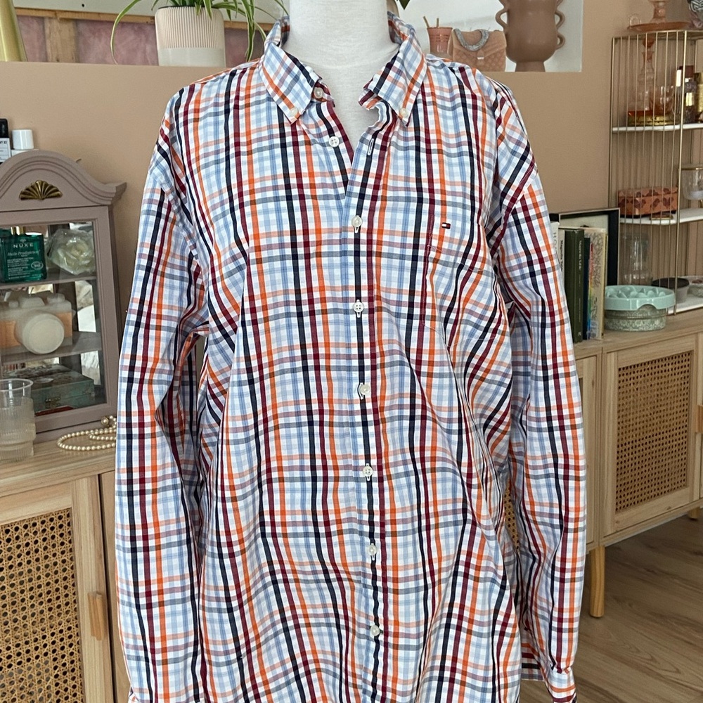 Tommy Hilfiger Red and Blue Plaid Shirt